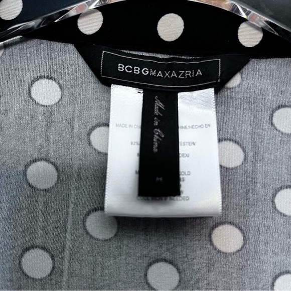 BCBGMaxazria Black/White Polka Dot Top Size Medium - Picture 4 of 11